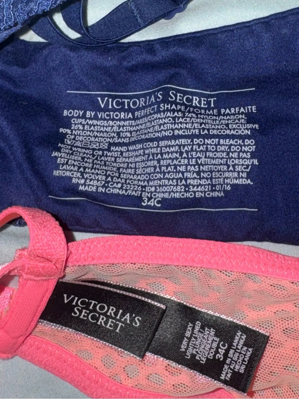 Victoria's Secret Underwire Bra Set - Navy and Coral Pink